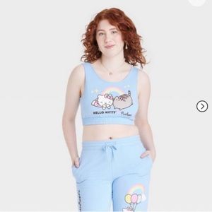 Hello Kitty Pusheen Blue Crop Top Size L
